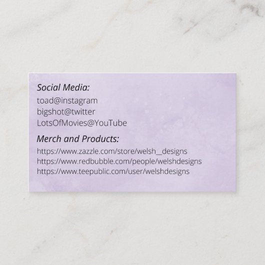 Purple Social calling card-Pink Lifeguard Tower 名刺 (裏面)