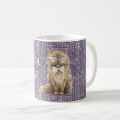 Purple Sparkle Brown Cool Cat Glasses   コーヒーマグカップ (正面右)