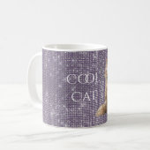 Purple Sparkle Brown Cool Cat Glasses   コーヒーマグカップ (正面左)