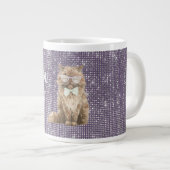 Purple Sparkle Brown Cool Cat Glasses   ジャンボコーヒーマグカップ (正面右)