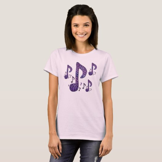 Purple Sparkle Music Notes Tシャツ (正面フル)