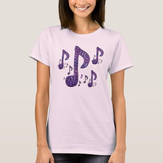 Purple Sparkle Music Notes Tシャツ (正面)