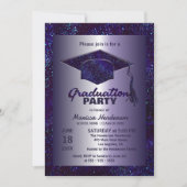 Purple Sparkle Silver Glitter Graduation Party 招待状 (正面)