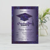 Purple Sparkle Silver Glitter Graduation Party 招待状 (スタンド正面)