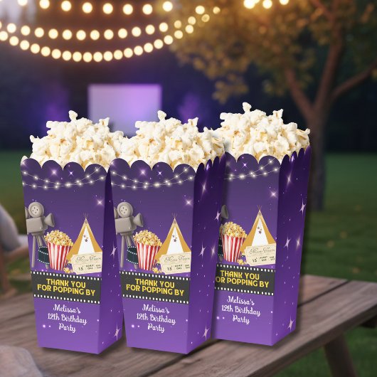 Purple Sparkling Movie Night Thank You Popcorn フェイバーボックス