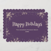 Purple Sparkling Snowflakes Corporate Business シーズンカード (正面/裏面)