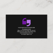 Purple Speech Box Quotation Mark Press Reporter（紫の 名刺 (裏面)