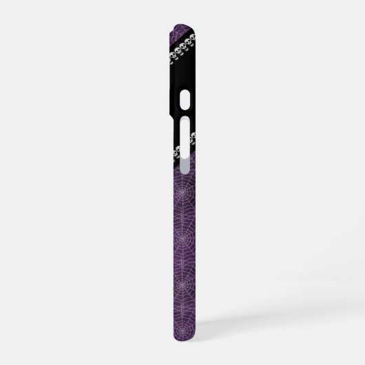 Purple Spiderweb Pattern Custom Name & Skulls iPhone 16ケース (左側面)