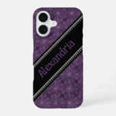Purple Spiderweb Pattern Custom Name & Skulls iPhone 16ケース (裏面)