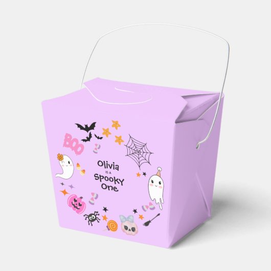 Purple Spooky One Cute Halloween 1st Birthday フェイバーボックス (正面サイド)