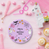 Purple Spooky One Cute Halloween 1st Birthday ペーパープレート (パーティー)