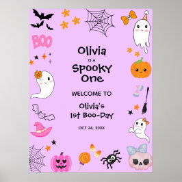 Purple Spooky One Halloween 1st Birthday Welcome  ポスター