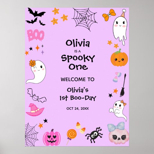 Purple Spooky One Halloween 1st Birthday Welcome  ポスター (正面)