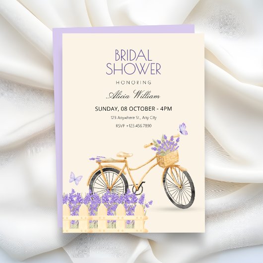 Purple spring bridal shower 招待状