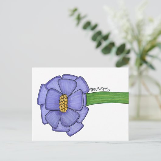 Purple Square Flower Postcard ポストカード (スタンド正面)