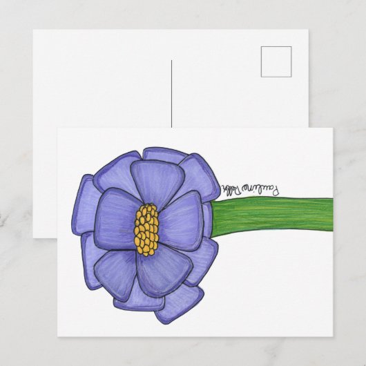 Purple Square Flower Postcard ポストカード (正面/裏面)
