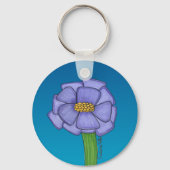 Purple Square Flower with Blue background キーホルダー (正面)