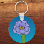 Purple Square Flower with Blue background キーホルダー (正面)