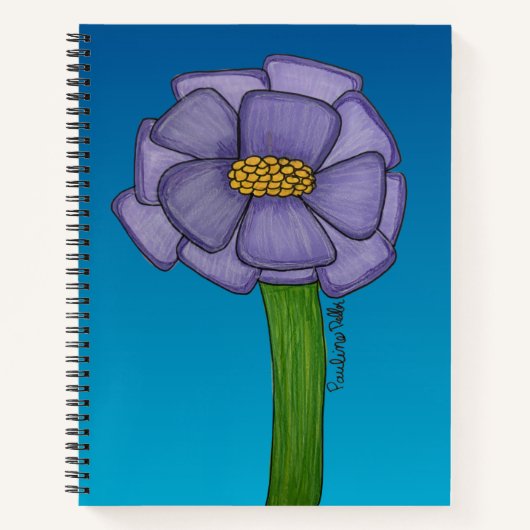 Purple Square Flower with Blue background ノートブック (正面)
