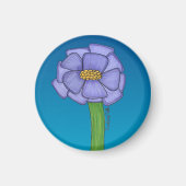 Purple Square Flower with Blue background マグネット (正面)