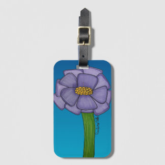 Purple Square Flower with Blue background ラゲッジタグ