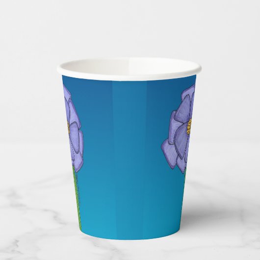 Purple Square Flower with Blue background 紙コップ (左)