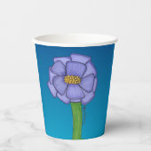 Purple Square Flower with Blue background 紙コップ (正面)