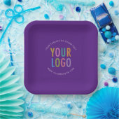 Purple Square Paper Plates Custom Logo Printed ペーパープレート (パーティー)