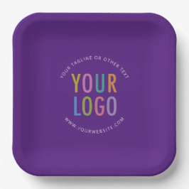 Purple Square Paper Plates Custom Logo Printed ペーパープレート