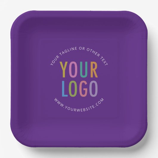 Purple Square Paper Plates Custom Logo Printed ペーパープレート (正面)