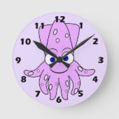Purple Squid Design ラウンド壁時計 (正面)