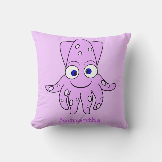 Purple Squid Design Personalised クッション (正面)
