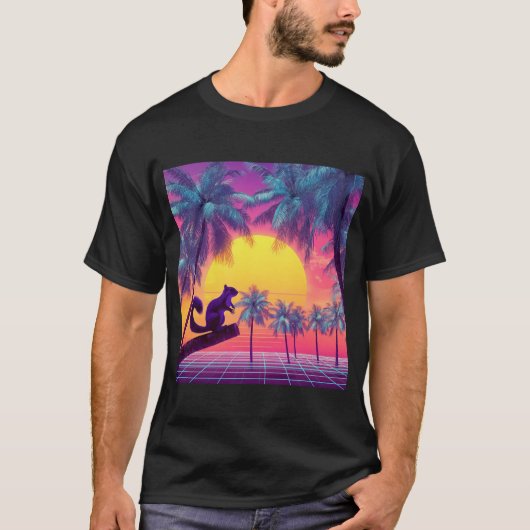 Purple Squirrel Over Neon Tropics Tシャツ (正面)