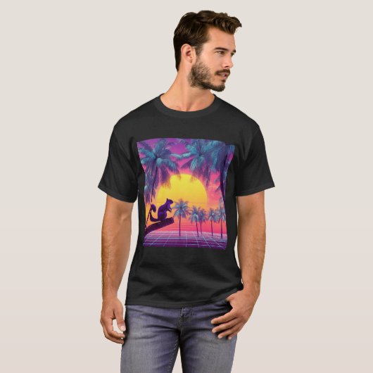 Purple Squirrel Over Neon Tropics Tシャツ (正面フル)