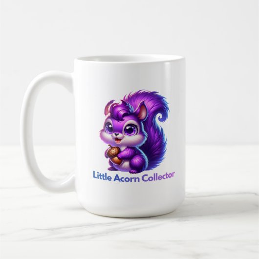 Purple Squirrel with Acorn コーヒーマグカップ (左)