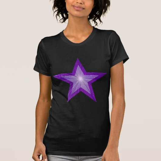 Purple Star 'two tone'レディースTシャツブラック Tシャツ (正面)
