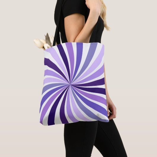 Purple Starburst Tote Bag Lilac Rays Pattern Bag トートバッグ (クローズアップ)