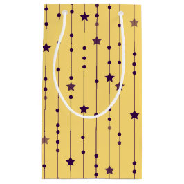 Purple Stars Yellow Pop Art Holiday スモールペーパーバッグ