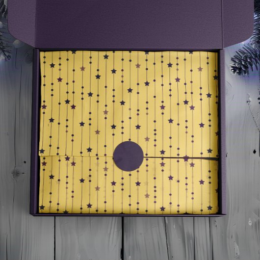 Purple Stars Yellow Pop Art Holiday 薄葉紙