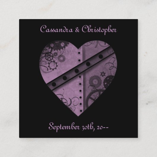 Purple steampunkの結婚ゲストの予約情報 エンクロージャーカード (裏面)