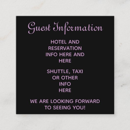 Purple steampunkの結婚ゲストの予約情報 エンクロージャーカード (正面)