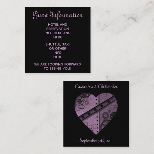 Purple steampunkの結婚ゲストの予約情報 エンクロージャーカード (正面/裏面)