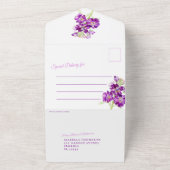 Purple stock water colorの基本結婚RSVP オールインワン招待状 (外側)