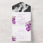 Purple stock water colorの基本結婚RSVP オールインワン招待状 (内側)