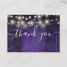 Purple String Lights 素朴 Wood結婚's Thank You プレイスカード