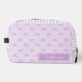 Purple Stripe Bow Pattern Coquette Cosmetic ドップキット