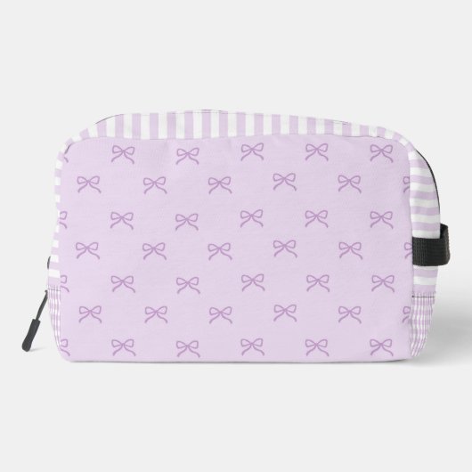 Purple Stripe Bow Pattern Coquette Cosmetic ドップキット (裏面)