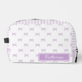 Purple Stripe Bow Pattern Coquette Cosmetic ドップキット (正面)