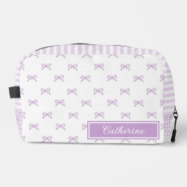 Purple Stripe Bow Pattern Coquette Cosmetic ドップキット