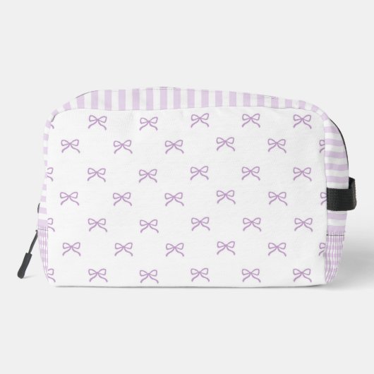 Purple Stripe Bow Pattern Coquette Cosmetic ドップキット (裏面)